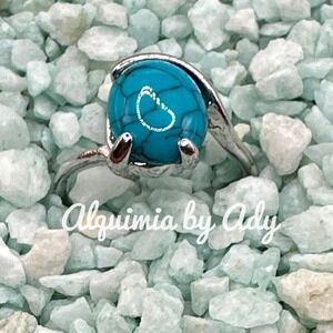 Turquoise Victorian ring in silver/protection and peace healing crystal